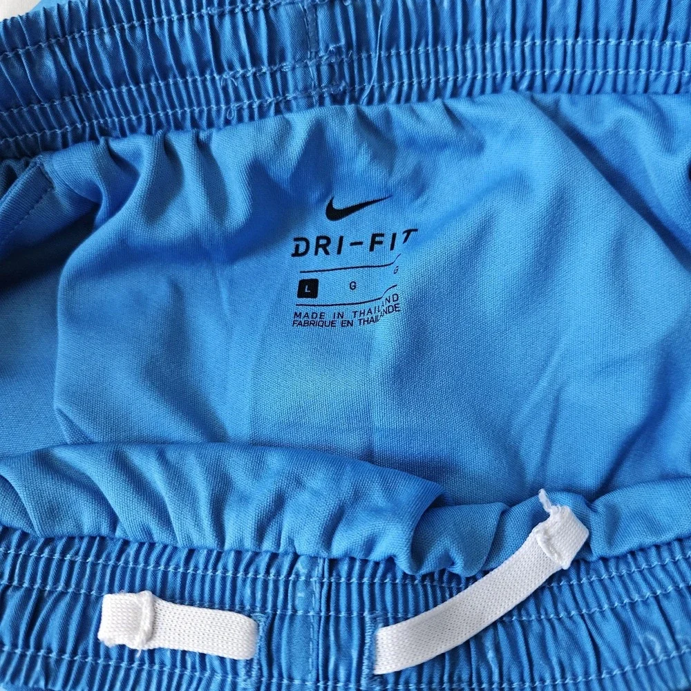 Nike Dri-Fit Girl Youth Shorts L Blue Geometric Print Lined Running Gym Athletic